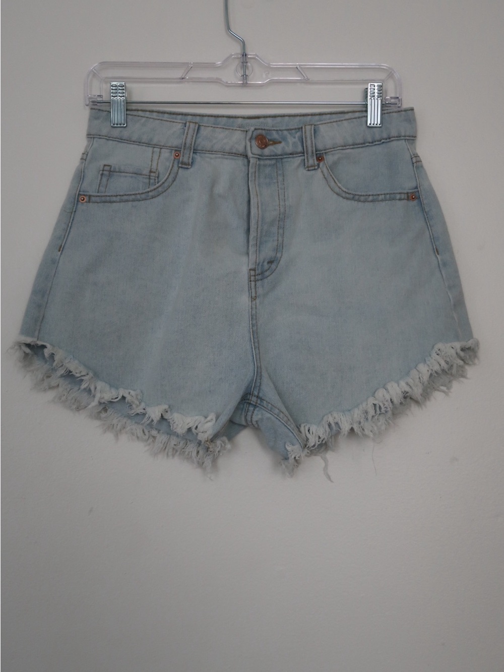 wild fable Light Blue High-Rise Frayed Hem Denim Shorts